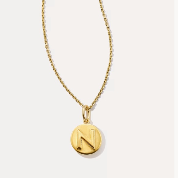 Kendra Scott Letter N Coin Pendant Necklace in 18k Gold Vermeil - Picture 1 of 5